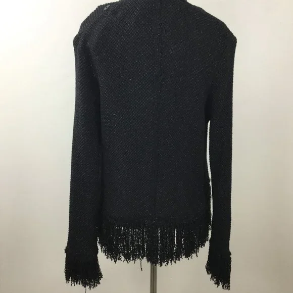 NWT Zara Studio Black Metallic Fringe Cardigan s - Picture 5 of 9